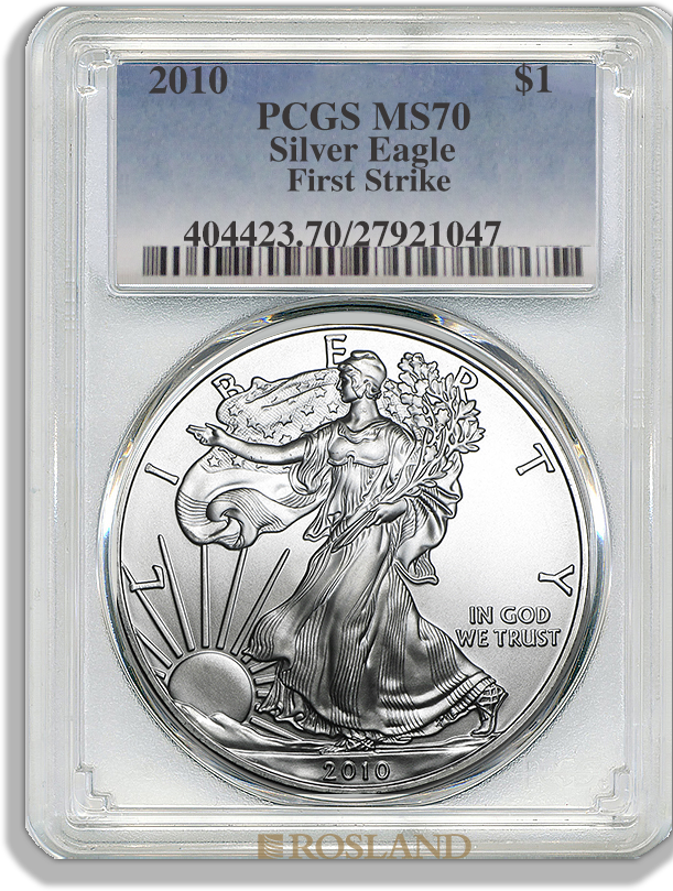 1 Unze Silbermünze American Eagle 2010 PCGS MS-70 First Strike