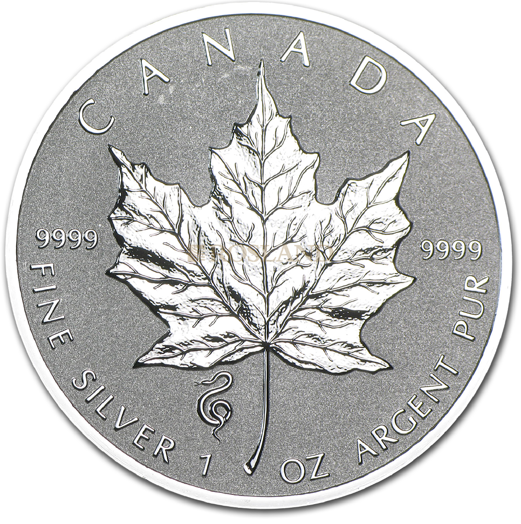 1 Unze Silbermünze Kanada Maple Leaf Lunar Schlange 2013