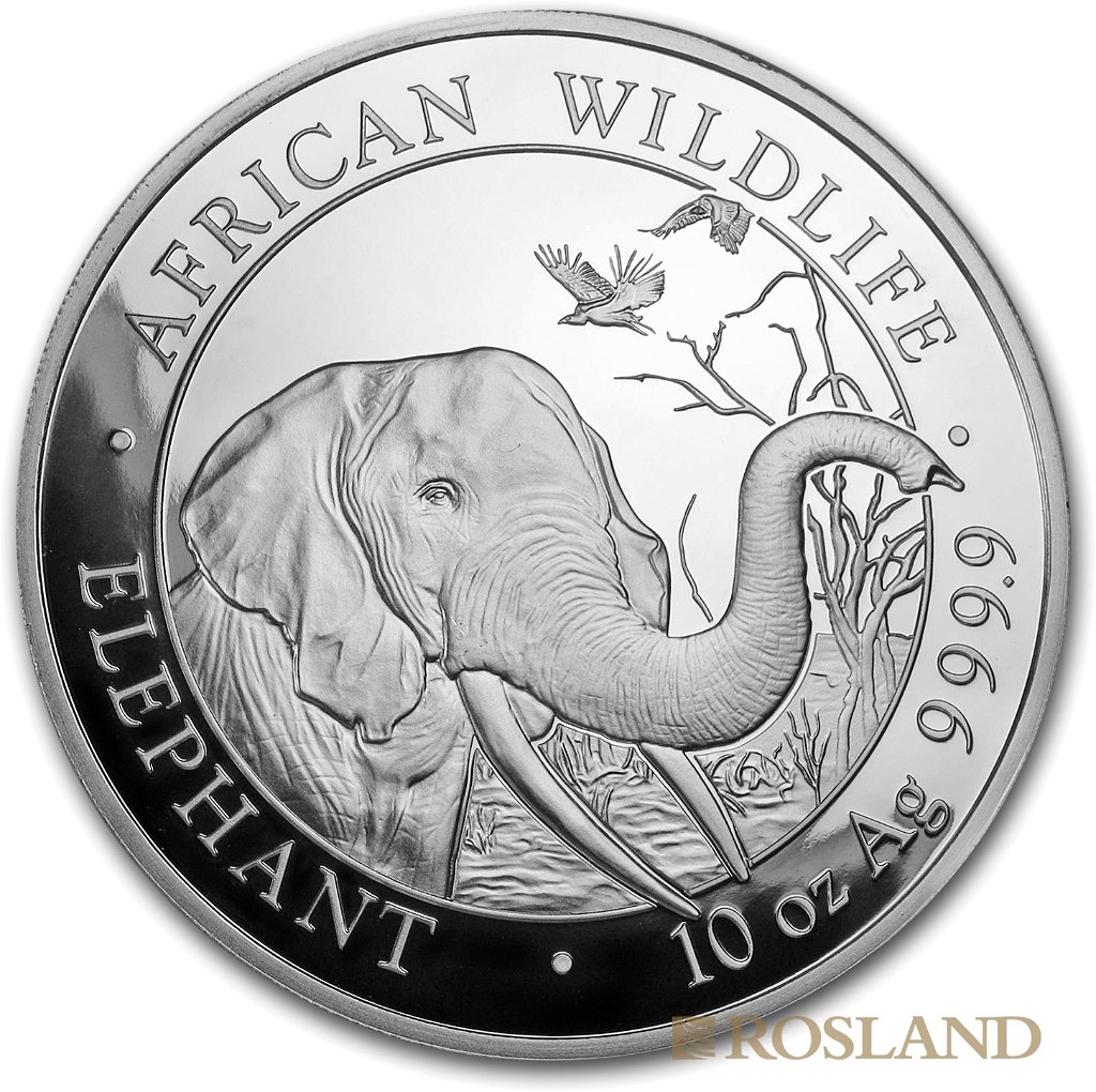 10 Unzen Silbermünze Somalia Elefant 2018