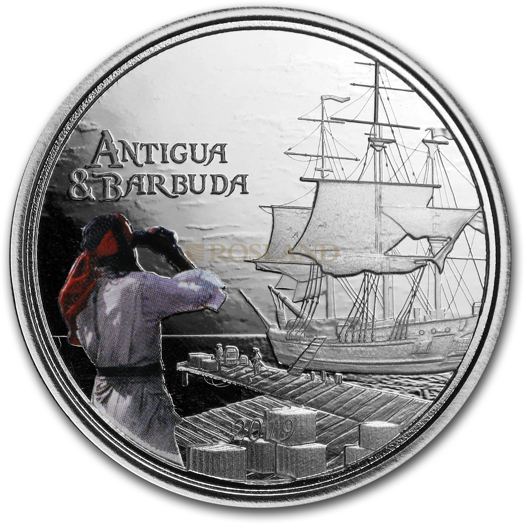 1 Unze Silbermünze EC8 Antigua & Barbuda Rum Runner 2019 PP PCGS PR-70  (DCAM, Shield, Koloriert)