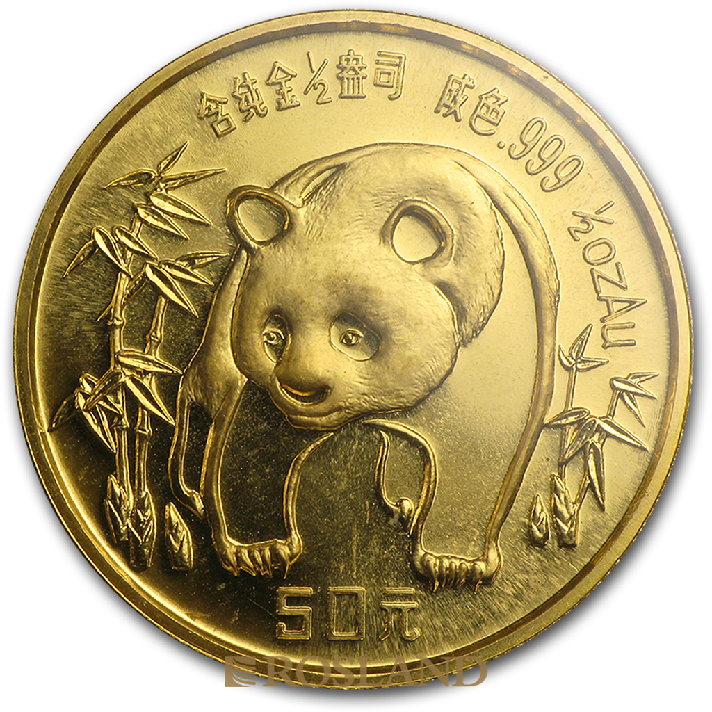 1/2 Unze Goldmünze China Panda 1986