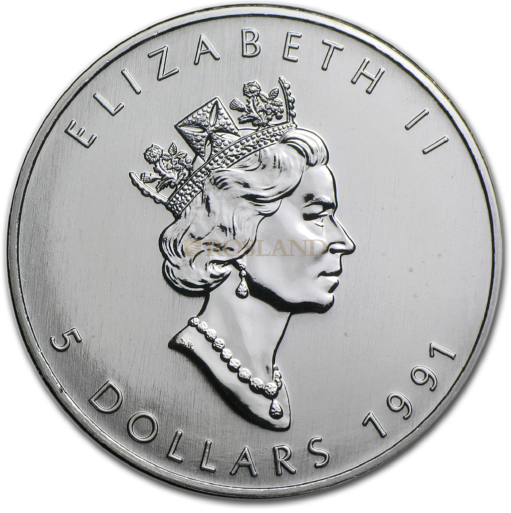 1 Unze Silbermünze Kanada Maple Leaf 1991