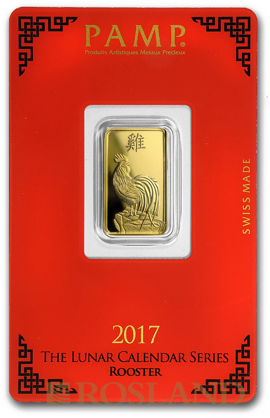 5 Gramm Goldbarren PAMP Lunar Jahr des Hahns 2017
