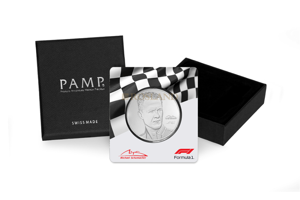 2,5 Unzen Silbermünze Michael Schumacher 2020 PP (Box, Zertifikat)