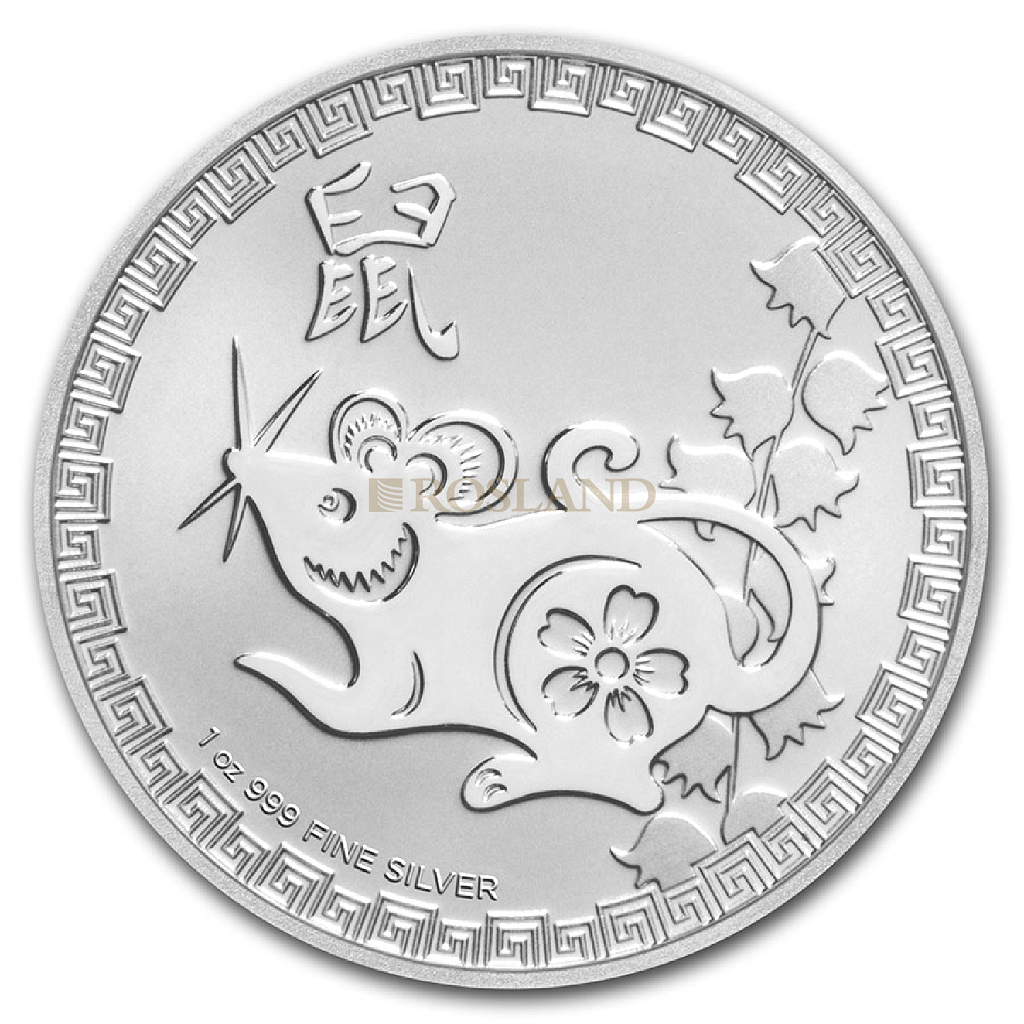 1 Unze Silbermünze Niue Lunar Jahr der Ratte 2020