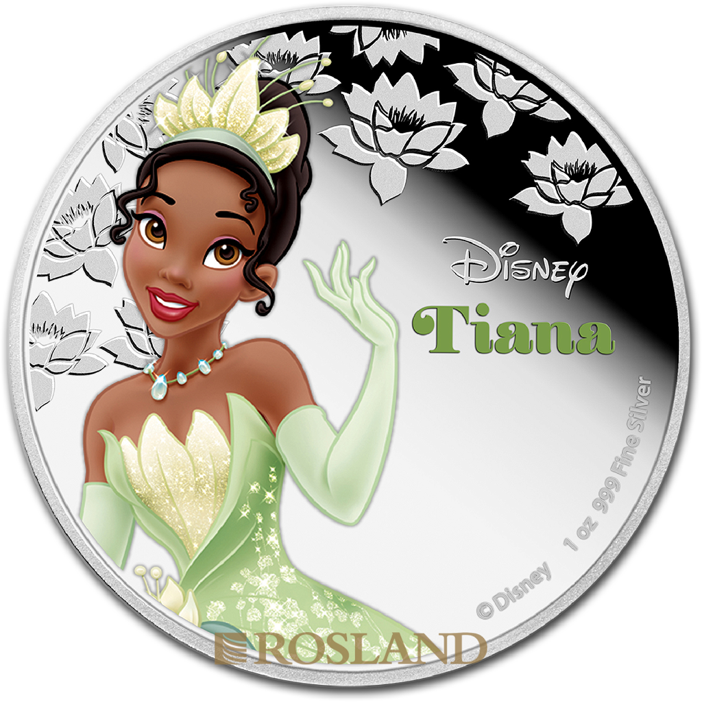 1 Unze Silbermünze Disney© Prinzessin Tiana 2016 PP (Koloriert, Box, Zertifikat)