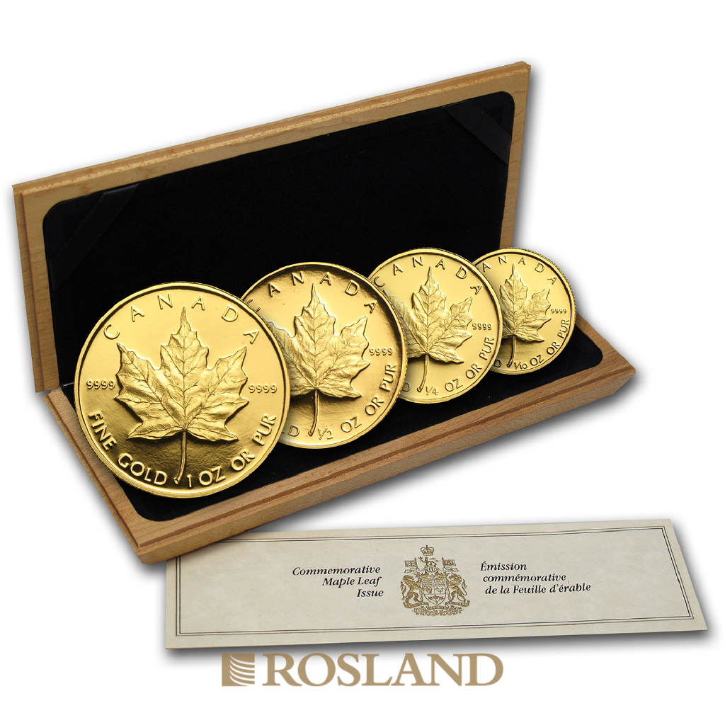 1,4 Unzen - 4 Goldmünzen Fractional Maple Leaf Set 1989 PP