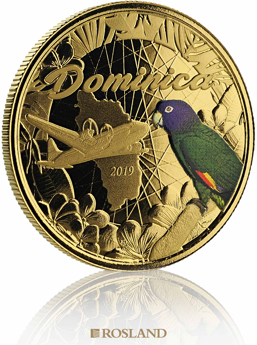 1 Unze Goldmünze EC8 Dominica Nature Isle 2019 PP (Koloriert, Box)