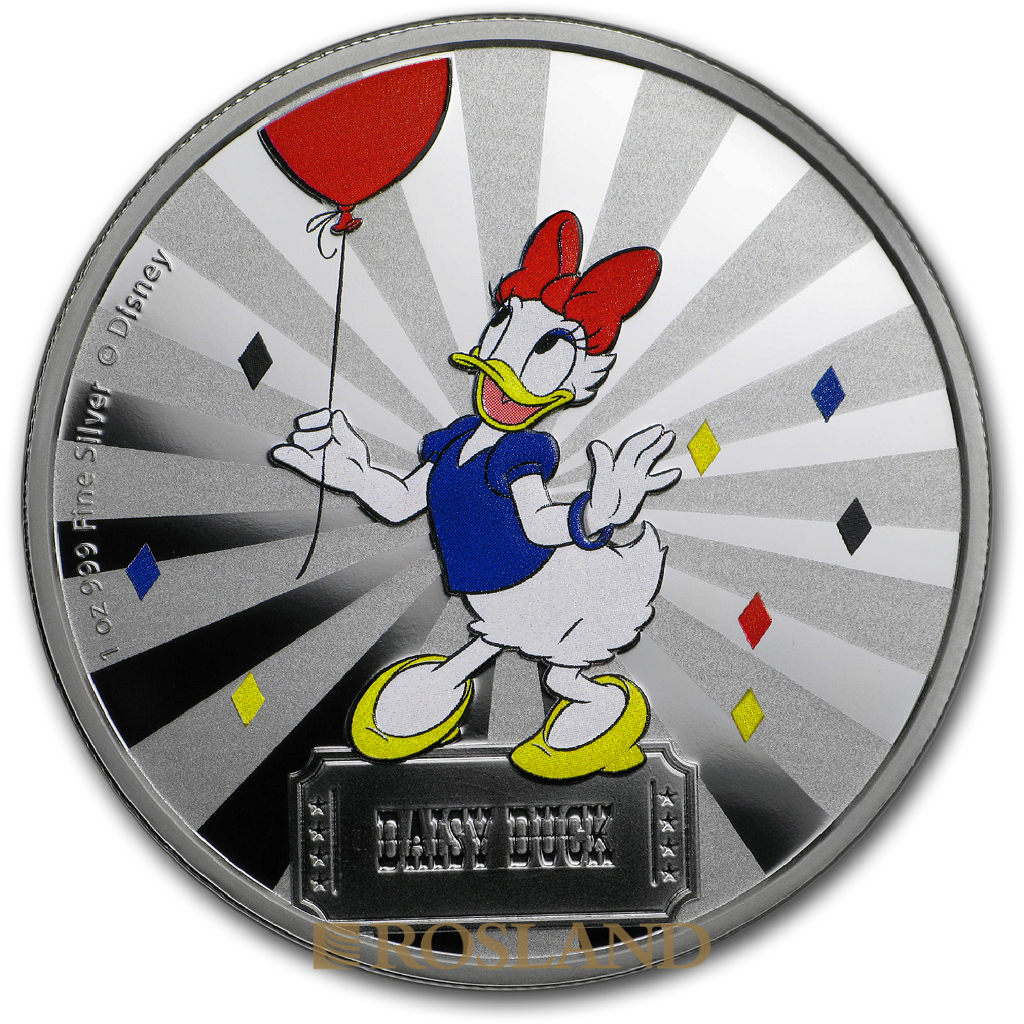 1 Unze Silbermünze Disney® Daisy Duck 2019 PP (Koloriert, Box, Zertifikat)