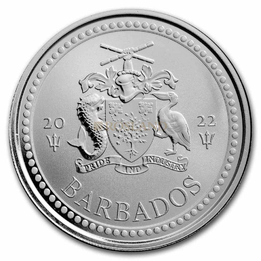 1 Unze Silbermünze Barbados Dreizack 2022