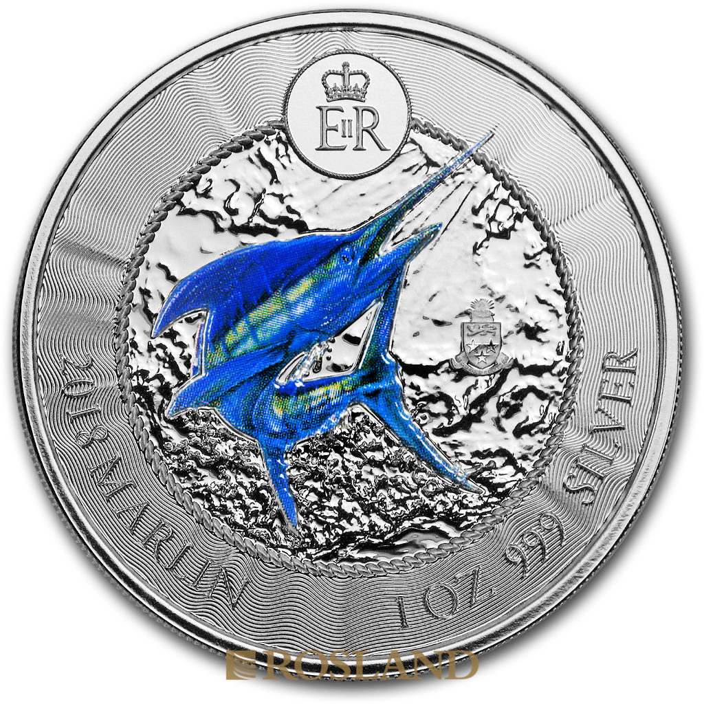 1 Unze Silbermünze Cayman Islands Marlin (Sperrfisch) 2018 PP (Box, Zertifikat)