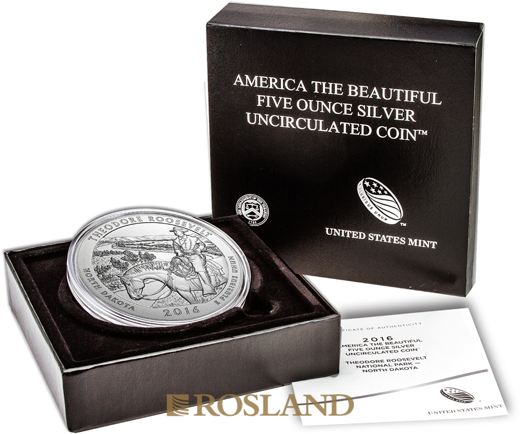5 Unzen Silbermünze ATB Theodore Roosevelt National Park 2016 P (Box, Zertifikat)
