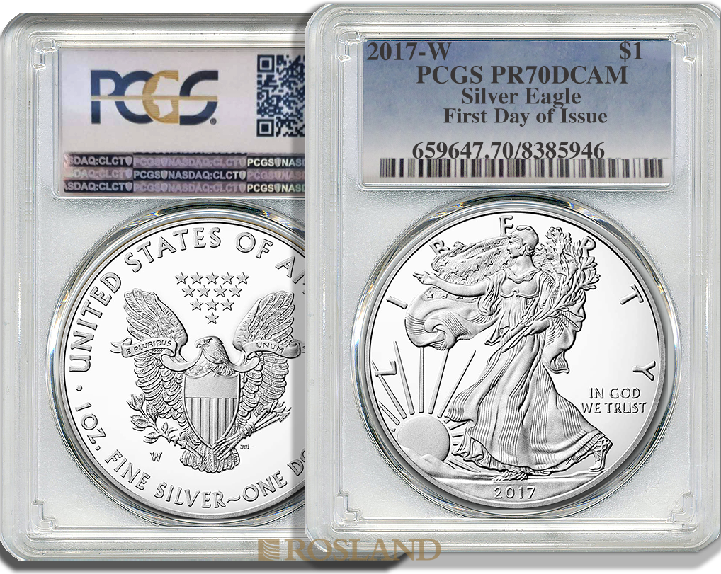 1 Unze Silbermünze American Eagle 2017 (W) PP PCGS PR-70 (FD, DCAM)