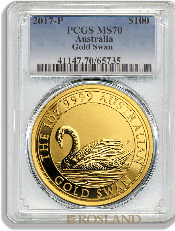 1 Unze Goldmünze Australien Schwan 2017 PCGS MS-70