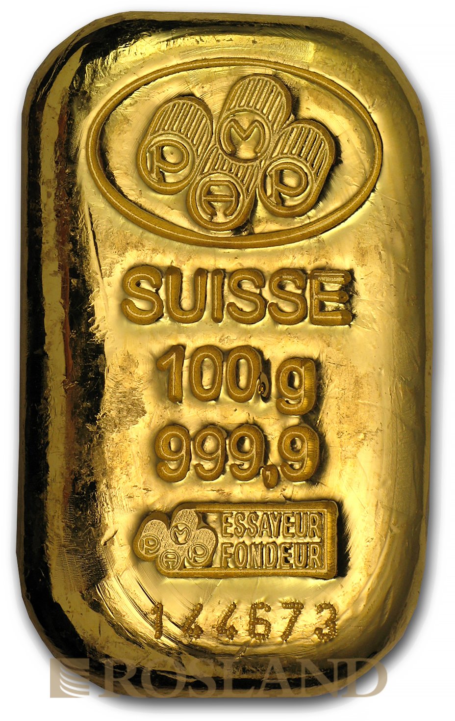 100 Gramm Goldbarren PAMP Gegossen (Blister, Zertifikat)