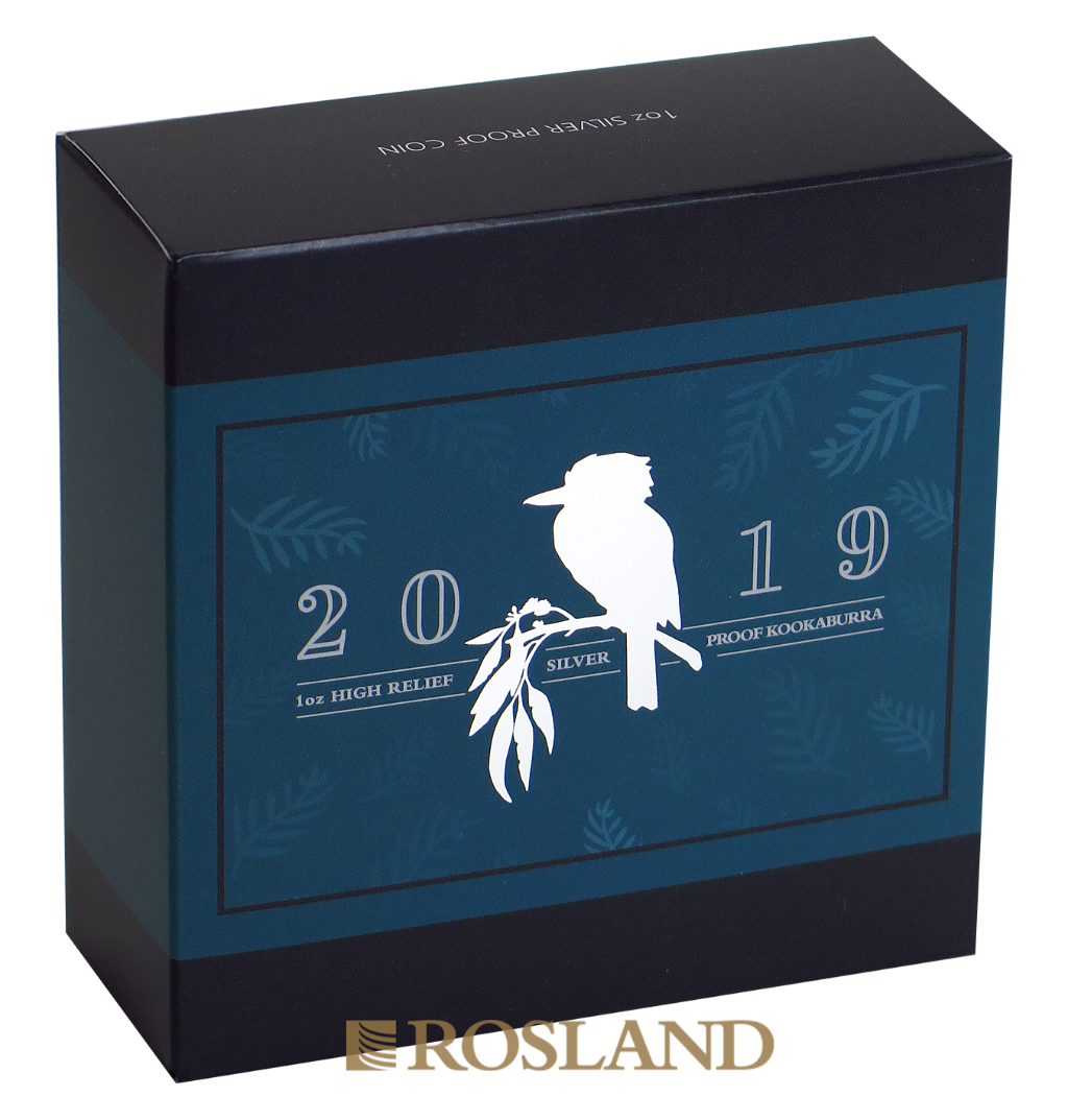 1 Unze Silbermünze Kookaburra 2019 PP (HR, Box, Zertifikat)