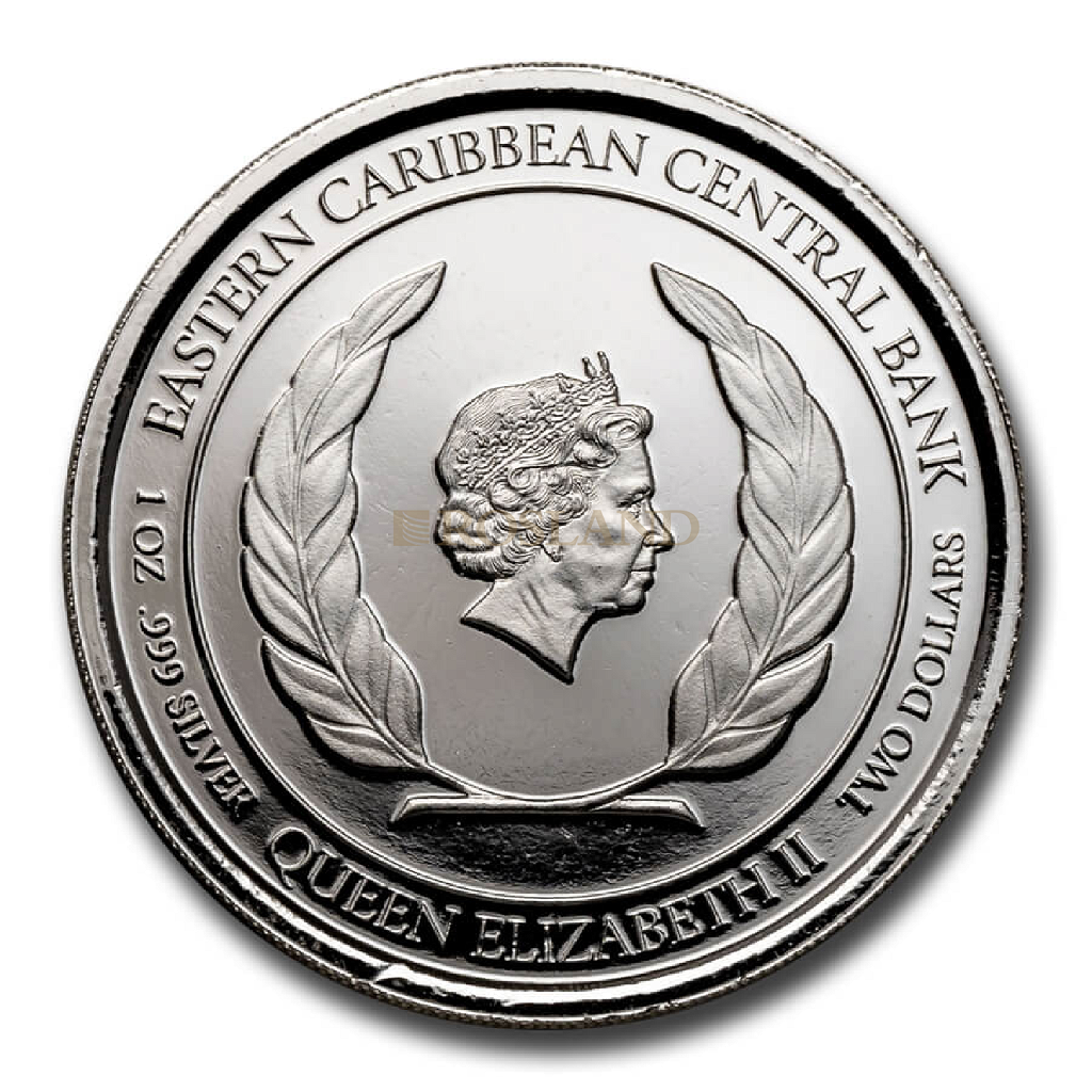 1 Unze Silbermünze EC8 Anguilla Coat of Arms 2020 PP (Koloriert, Box)