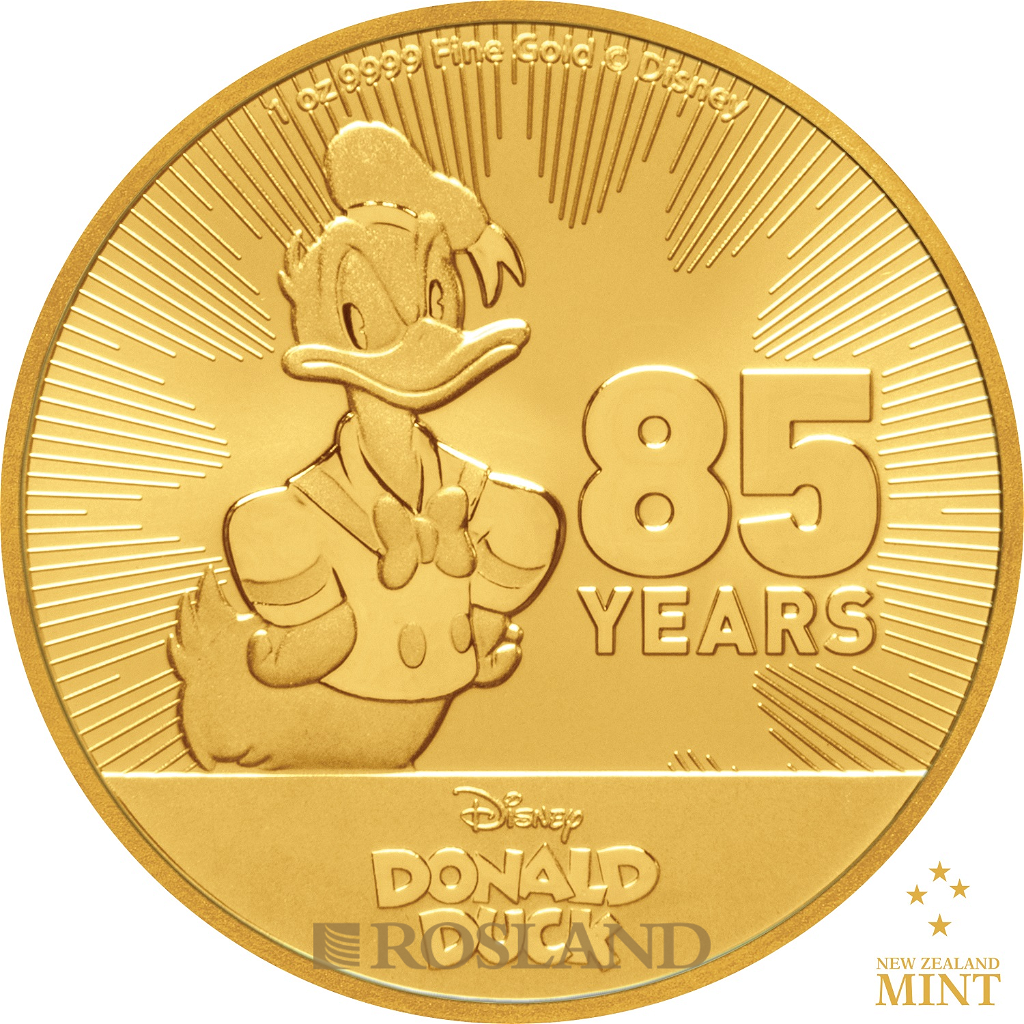 1 Unze Goldmünze Disney® Donald Duck 85 Jahre Jubiläum 2019