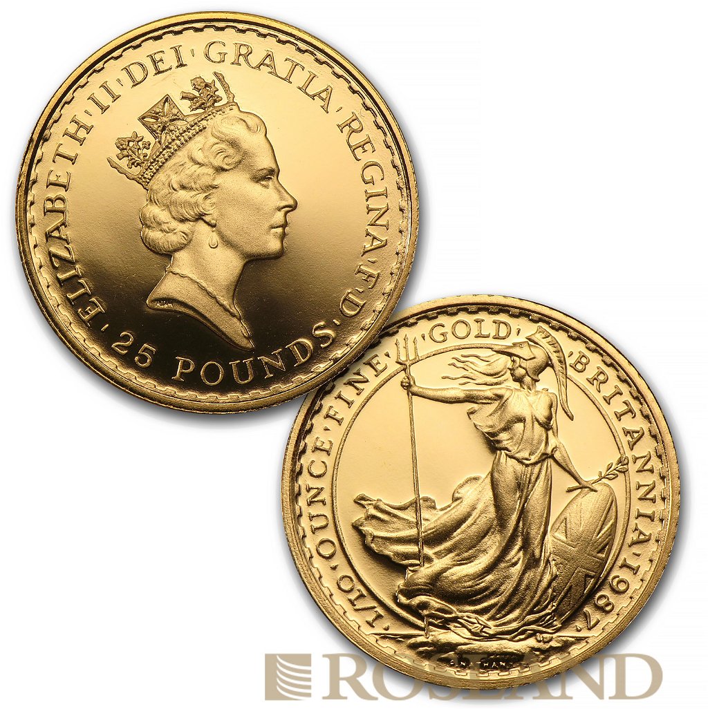 2 Goldmünzen Britannia Set 1987 PP (Box, Zertifikat)