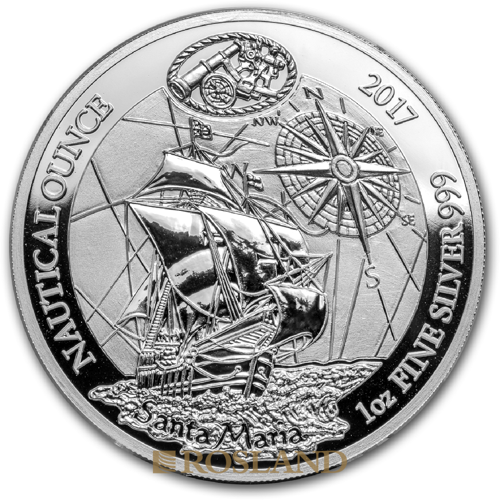 1 Unze Silbermünze Ruanda Nautical Santa Maria 2017 PP