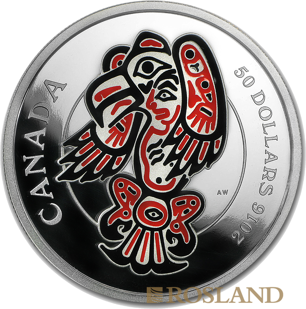 5 Unzen Silbermünze Mythical Realms of the Haida Adler 2016 PP (Box, Zertifikat)