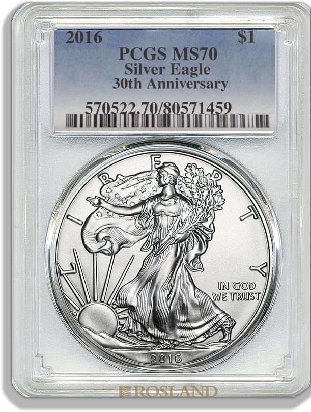 1 Unze Silbermünze American Eagle 2016 PCGS MS-70