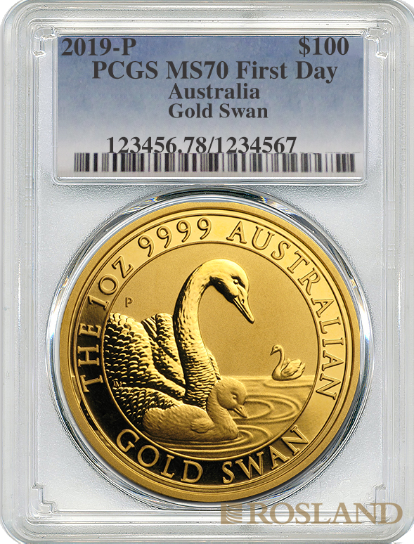 1 Unze Goldmünze Australien Schwan 2019 PCGS MS-70 (FD)