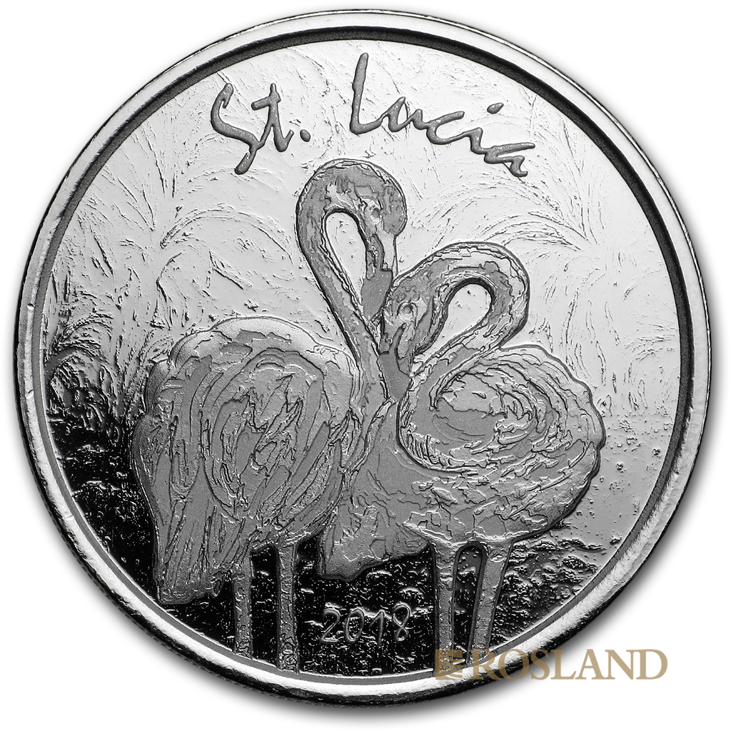 1 Unze Silbermünze EC8 St. Lucia Pink Flamingo 2018