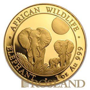 1 Unze Goldmünze Somalia Elefant 2014