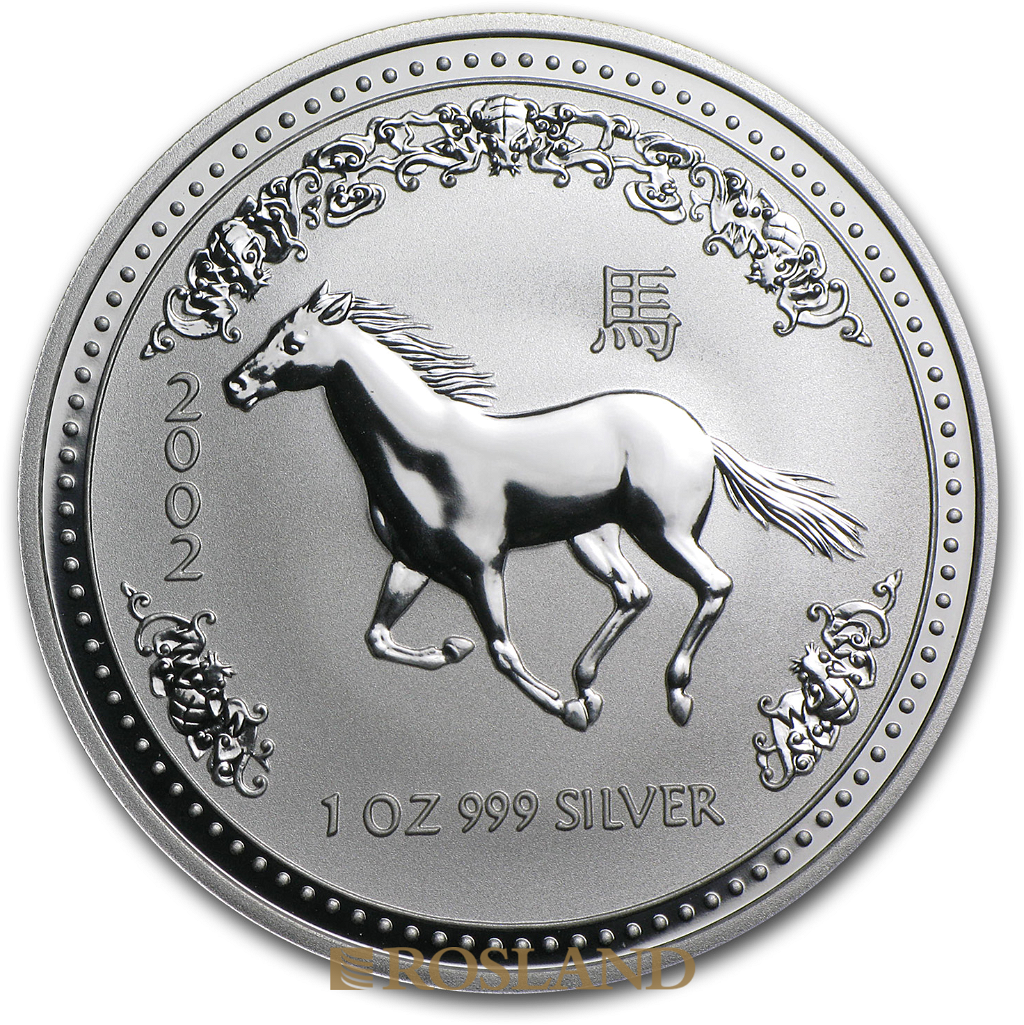 1 Unze Silbermünze Lunar 1 Pferd 2002
