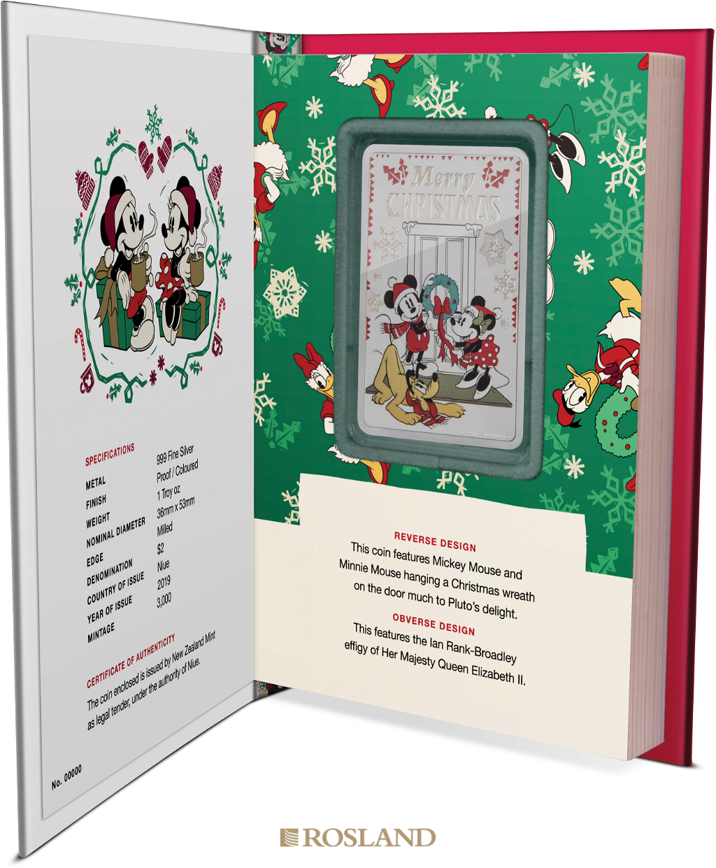 1 Unze Silbermünze Disney® Season's Greetings Merry Christmas 2019 PP (Koloriert, Box, Zertifikat)