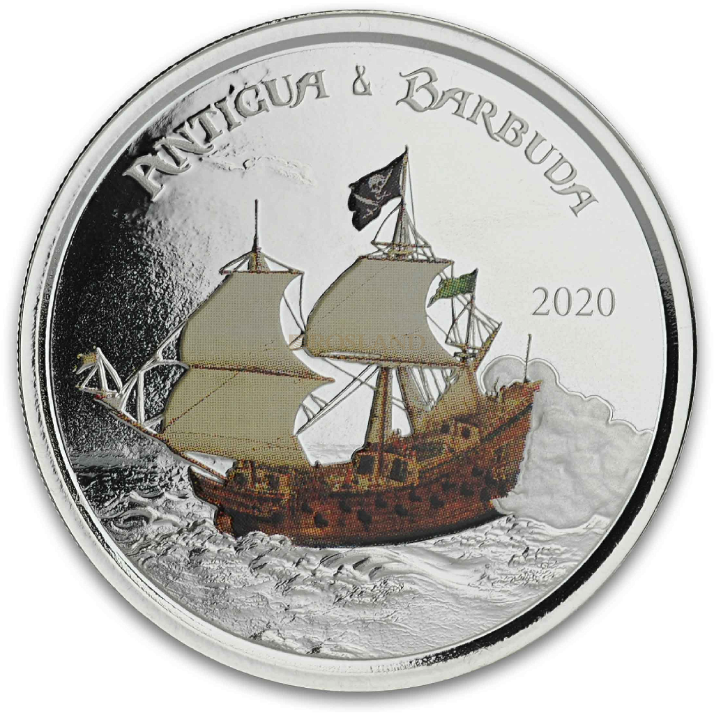1 Unze Silbermünze EC8 Antigua & Barbuda Rum Runner 2020 PP (Koloriert, Box)