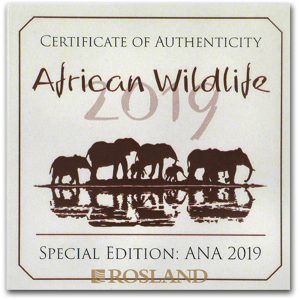 1 Unze Goldmünze Somalia Elefant 2019 ANA (Box, Zertifikat)