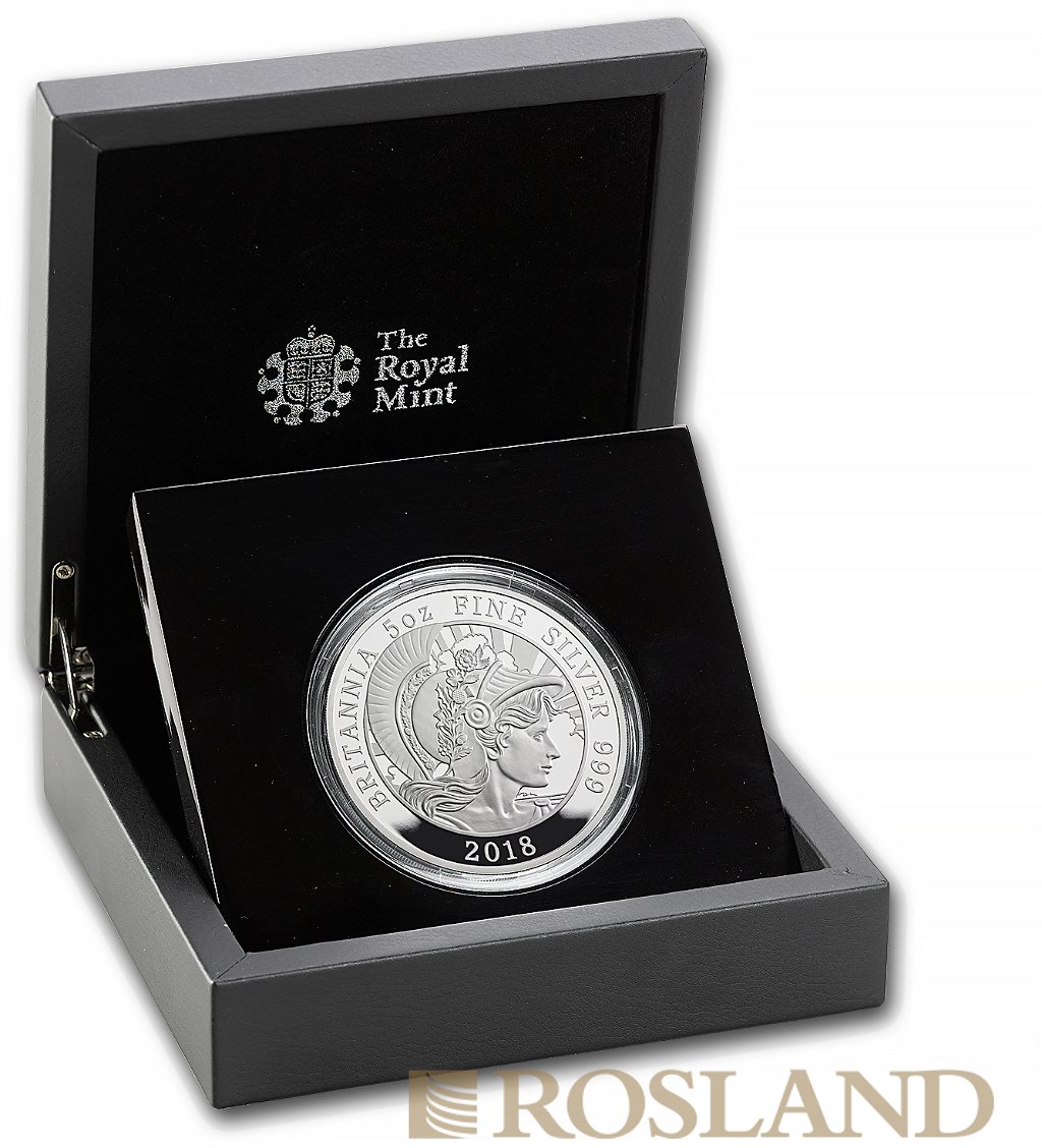 5 Unzen Silbermünze Britannia 2018 PP (Box, Zertifikat)