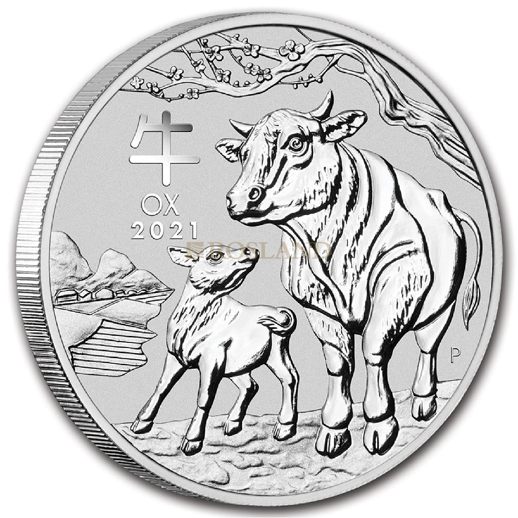 1 Kilogramm Silbermünze Lunar 3 Ochse 2021
