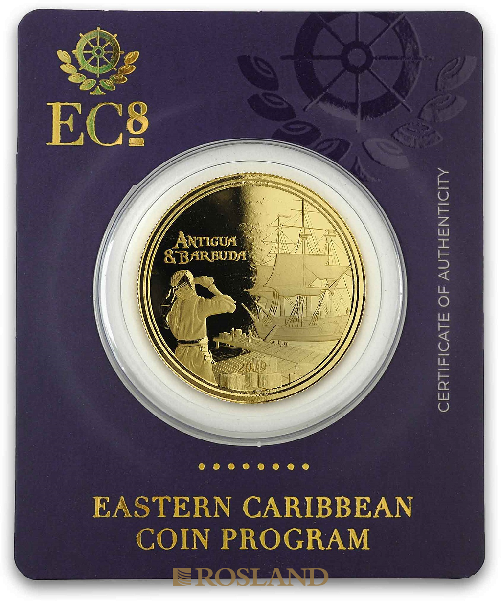 1 Unze Goldmünze EC8 Antigua & Barbuda Rum Runner 2019 (Blister, Zertifikat)