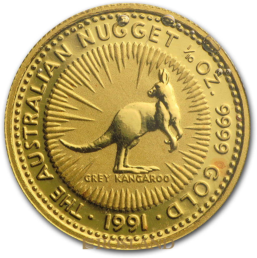 1/10 Unze Goldnugget Australien Känguru 1991