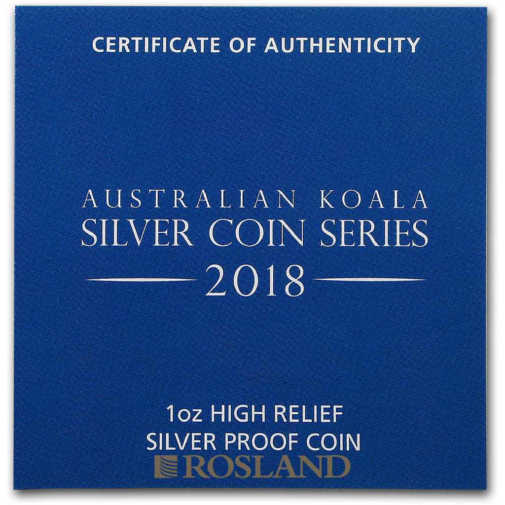 1 Unze Silbermünze Koala 2018 PP (HR, Box, Zertifikat)