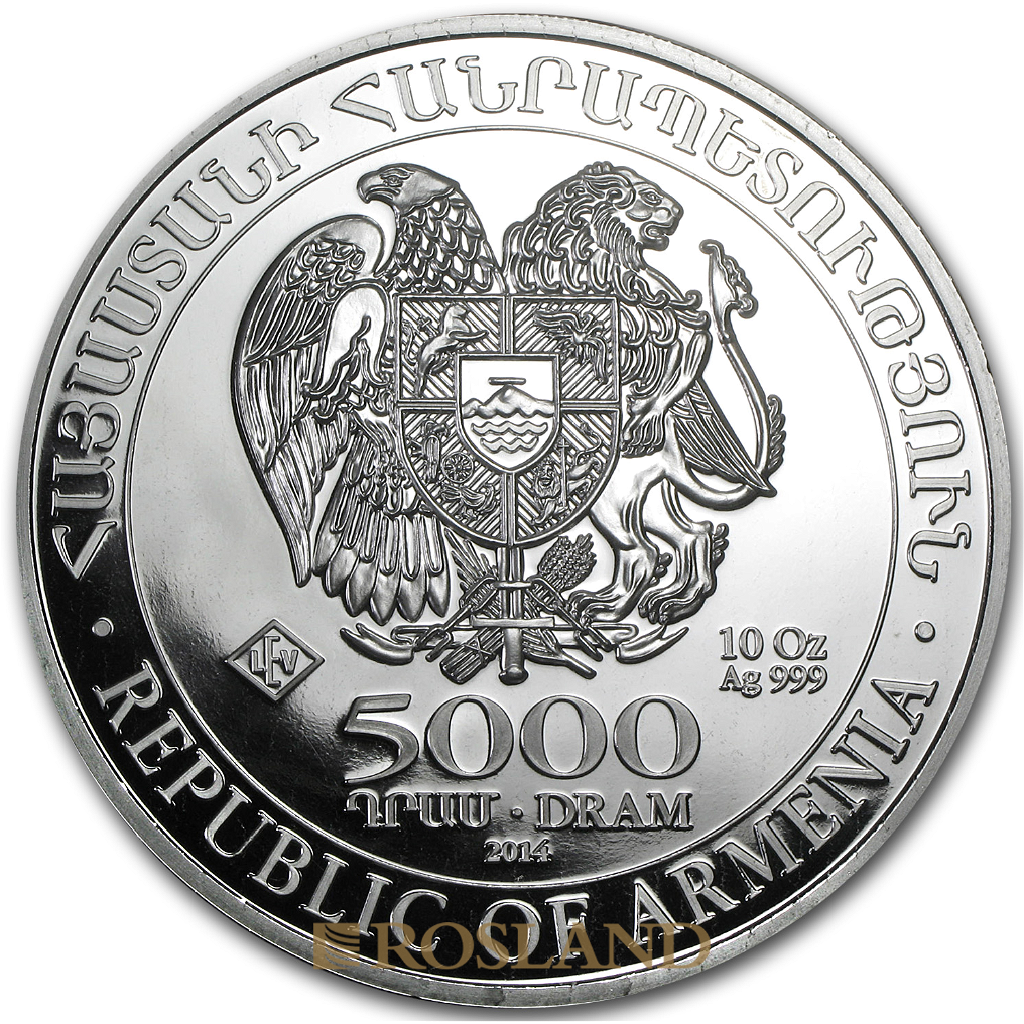 10 Unzen Silbermünze Armenien Arche Noah 2014