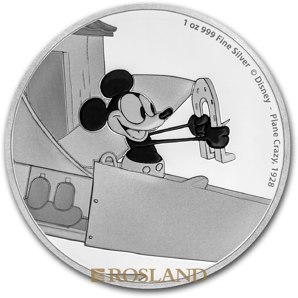 1 Unze Silbermünze Disney® Micky Maus Plane Crazy 2016 PP (Box, Zertifikat)