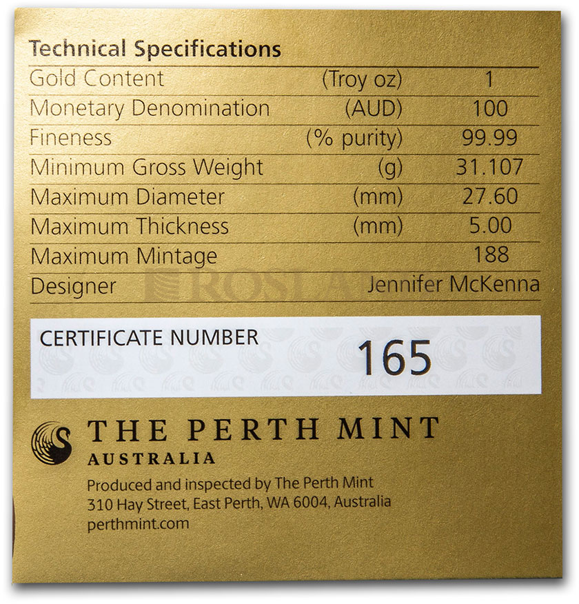 1 Unze Goldmünze Australien Schwan 2020 PP (HR, Box, Zertifikat)