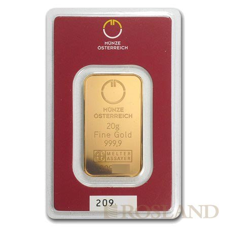 20 Gramm Goldbarren Münze Österreich