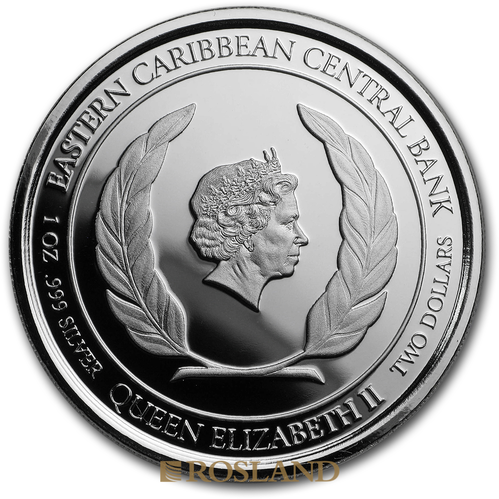 1 Unze Silbermünze EC8 St. Kitts & Nevis Pelikan 2018 PP (Koloriert, Box, Zertifikat)