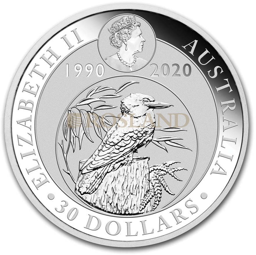 1 Kilogramm Silbermünze Kookaburra 2020 - 30 Jahre Jubiläum PCGS MS-69 (Shield)