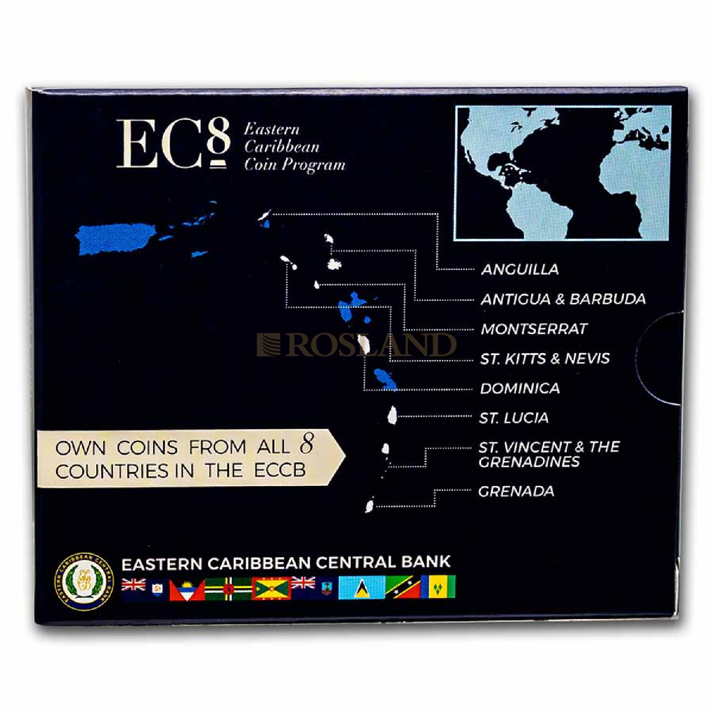 1 Unze Silbermünze EC8 Grenada Coat of Arms 2021 PP (Koloriert, Box)