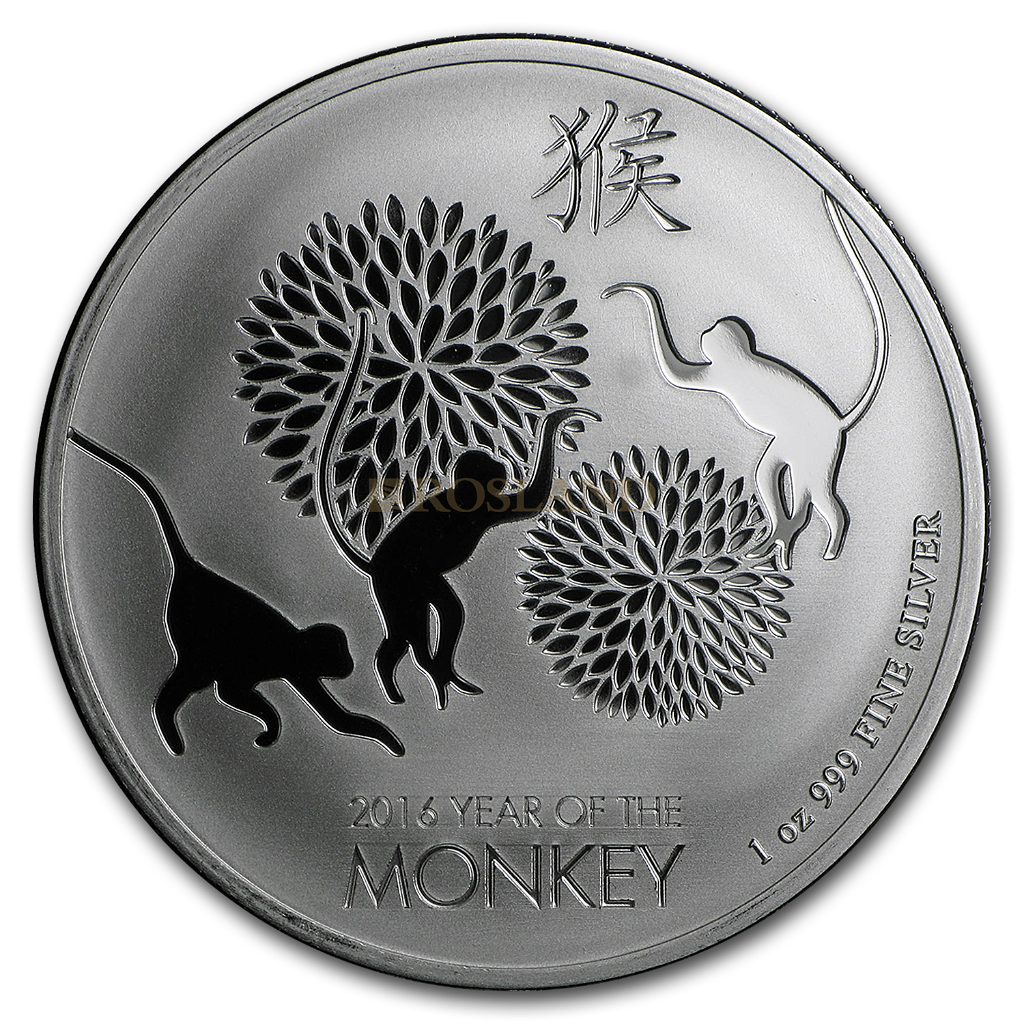 1 Unze Silbermünze Niue Lunar Jahr des Affen 2016