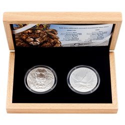 2 Unzen 2 Silbermünzen Set Tschechischer Löwe & Adler 2023 (Box,Zertifiakt)
