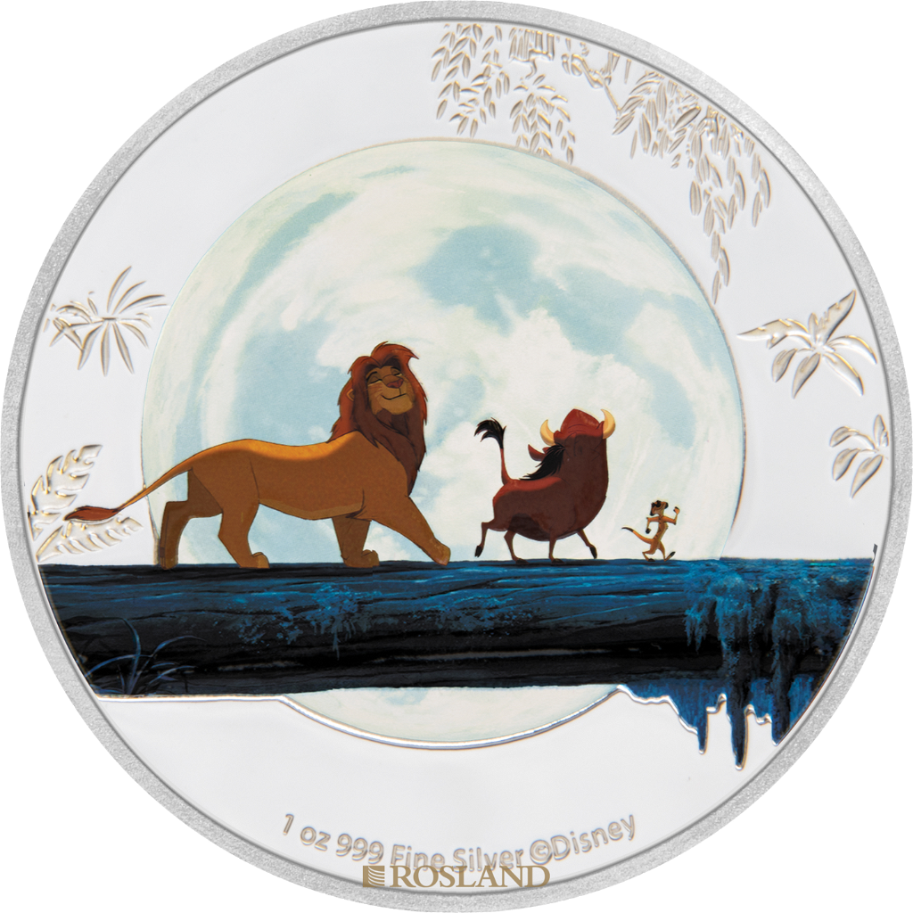 4 Unzen - 4 Silbermünzen Disney® König der Löwen Set 2019 PP (Koloriert, Box, Zertifikat)