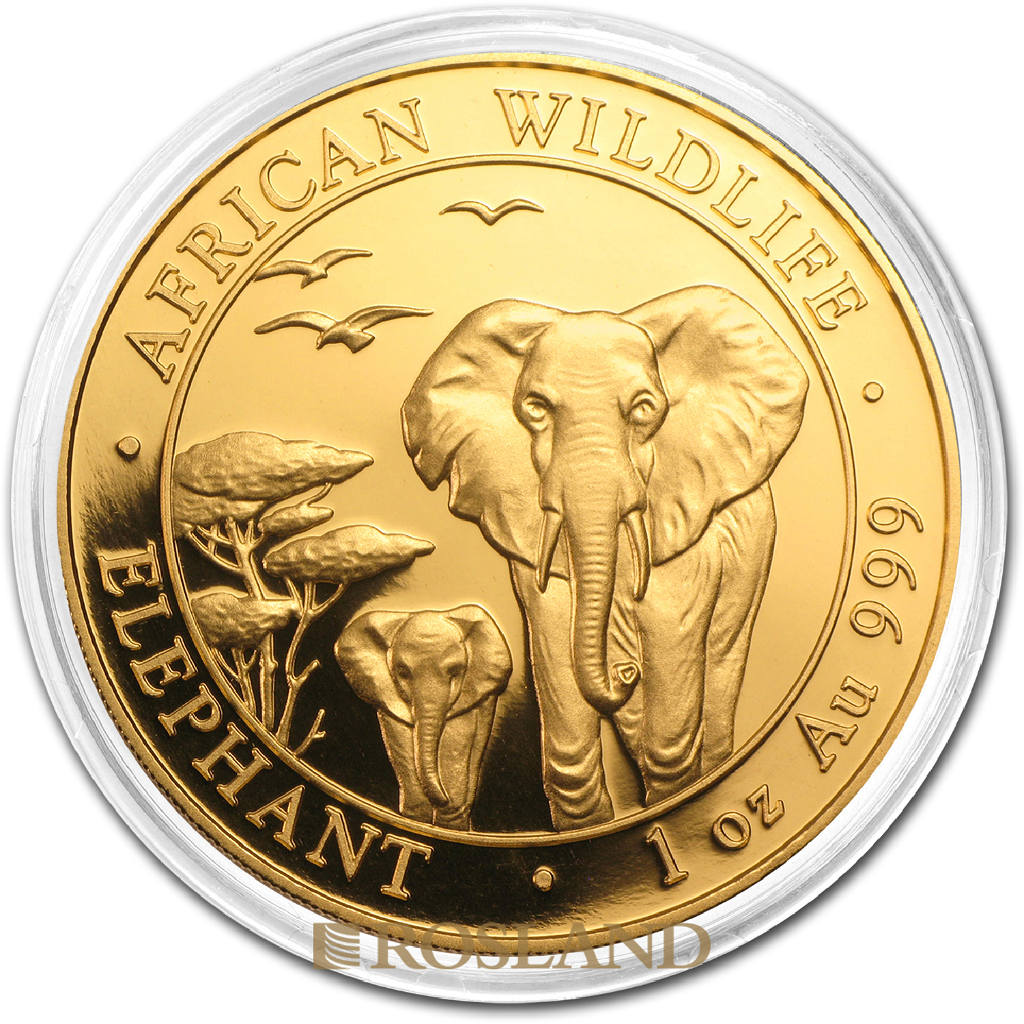 1 Unze Goldmünze Somalia Elefant 2015