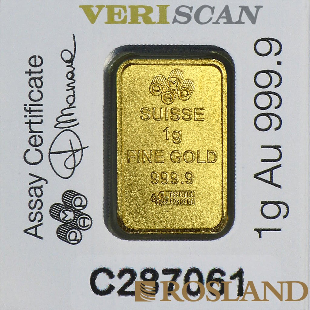 25x1 Gramm Goldbarren PAMP Lady Fortuna Veriscan® Multigram